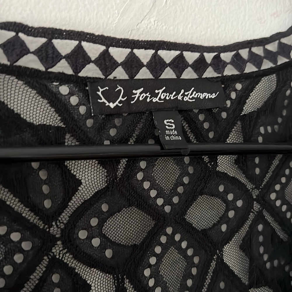 For Love & Lemons Florence Crop Top Black Lace - Picture 5 of 9